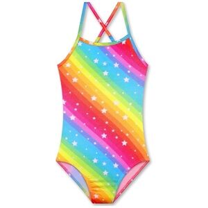 GIRLS 12 GLITTER RAINBOWS AND SPARKLE SWIMWEAR